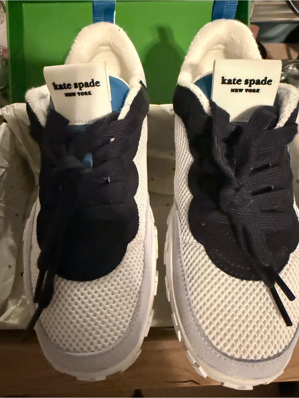Kate Spade K As In Kate Sneakers White Navy Blue Size 8 – $198 Retail - Picture 2 of 7